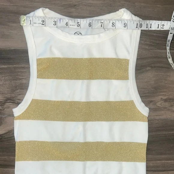 Roslyn Sanchez seamless gold/ivory striped tank top Size XS/Small nwot - Picture 4 of 8